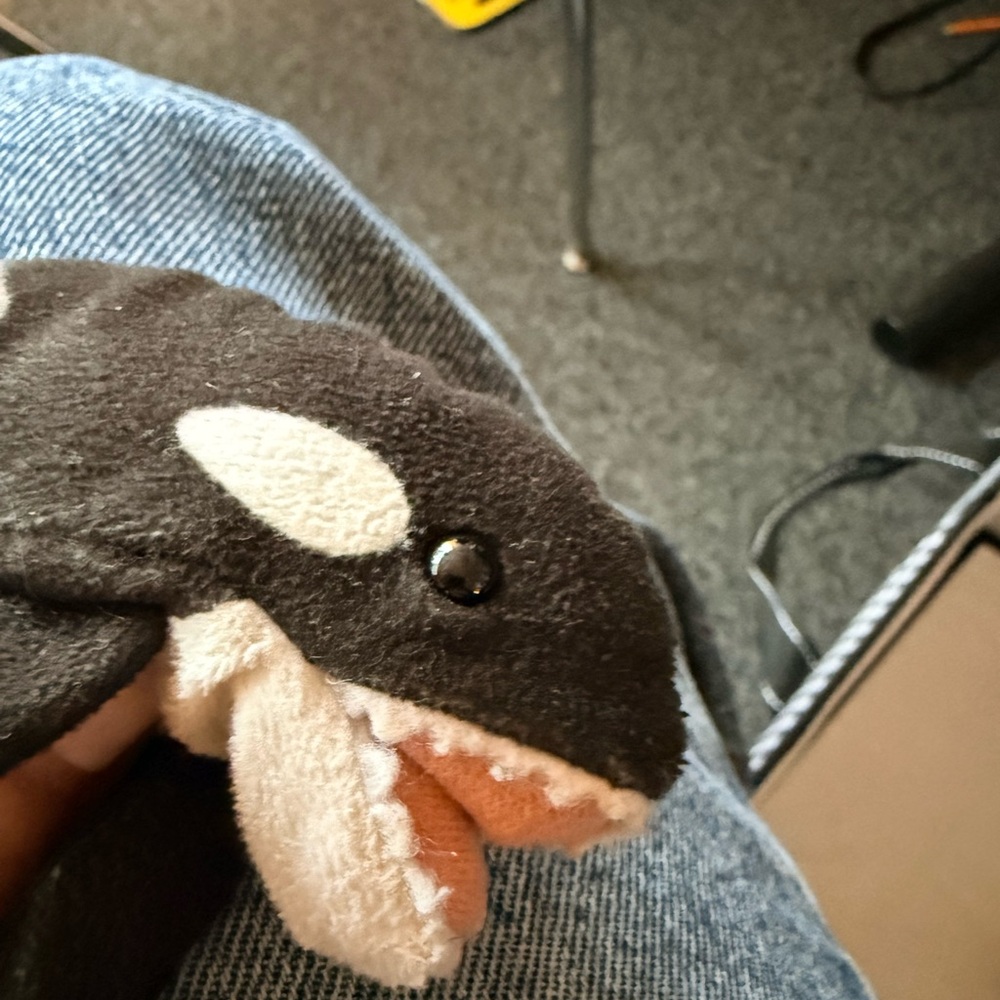 Folkmanis ORCA finger puppeT Black and White Plush Toy